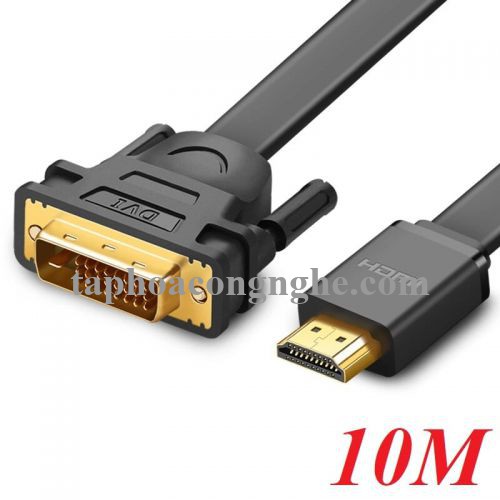 Ugreen 30140 10M màu Đen Cáp chuyển đổi HDMI sang DVI 24 + 1 thuần đồng cáp dẹt HD106 30030140